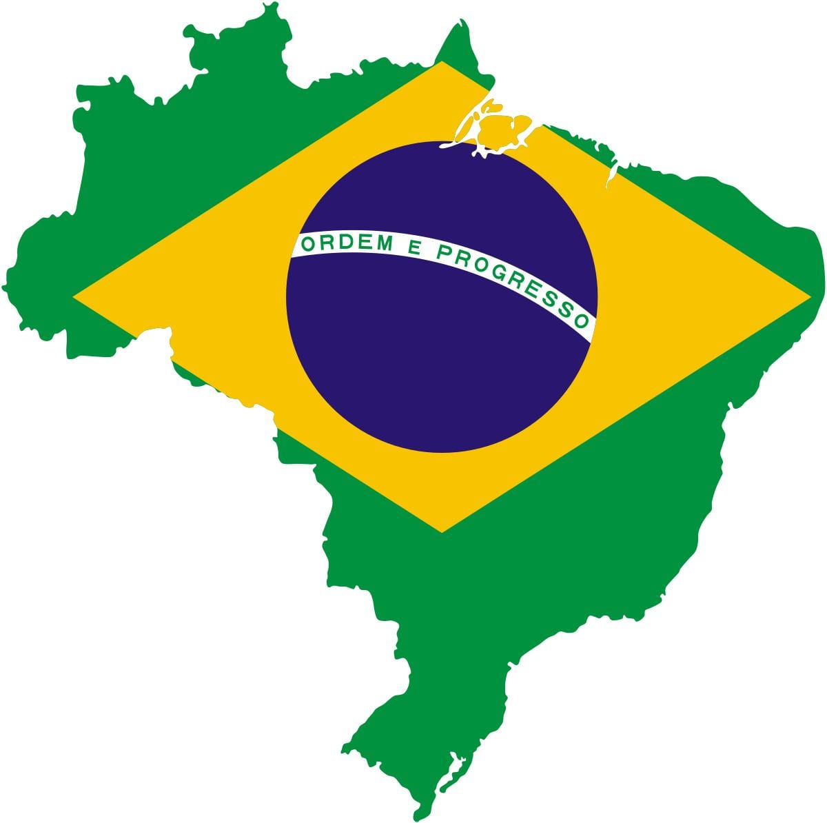 Brazílie vlajka, mapa