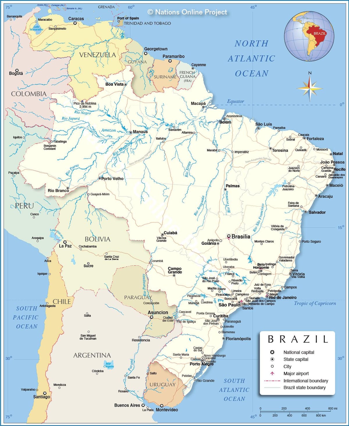mapa Brazílie řeky