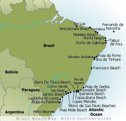 mapa Brazílie pláže