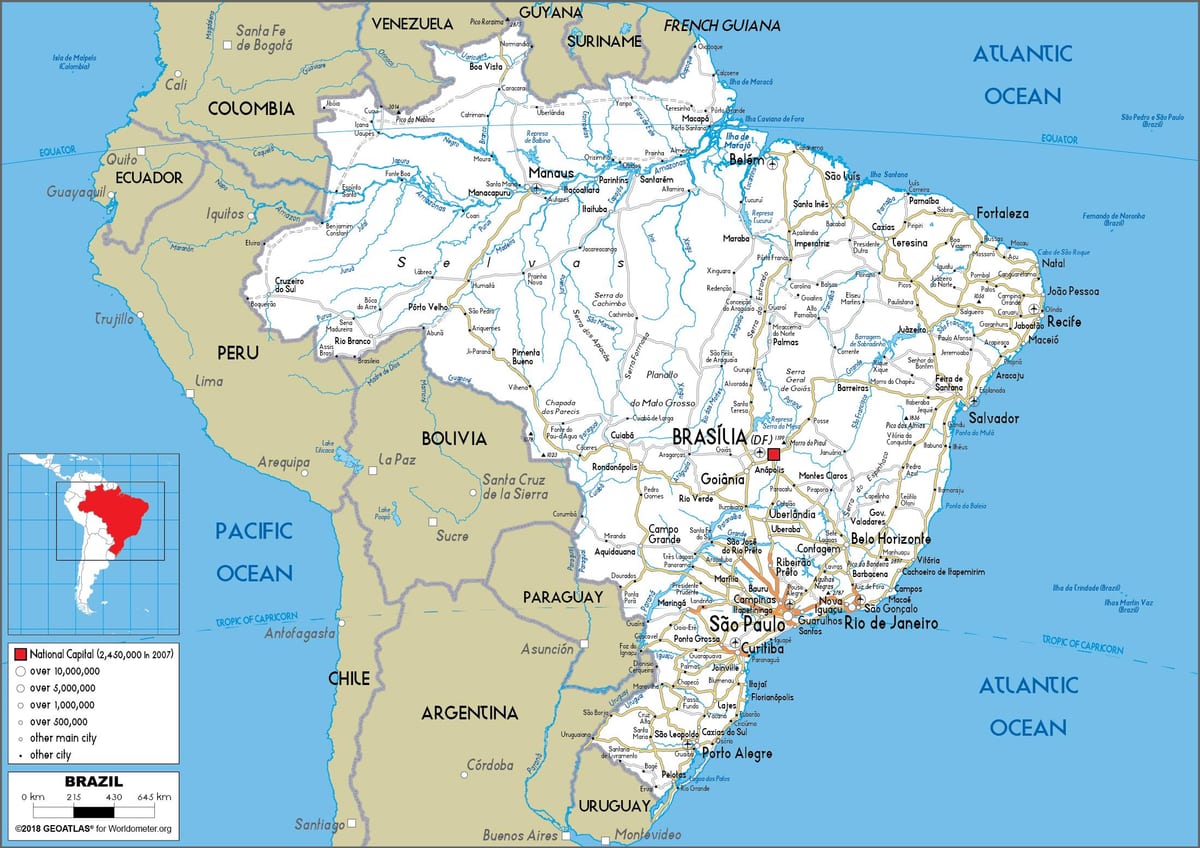 mapa Brazílie dálnici