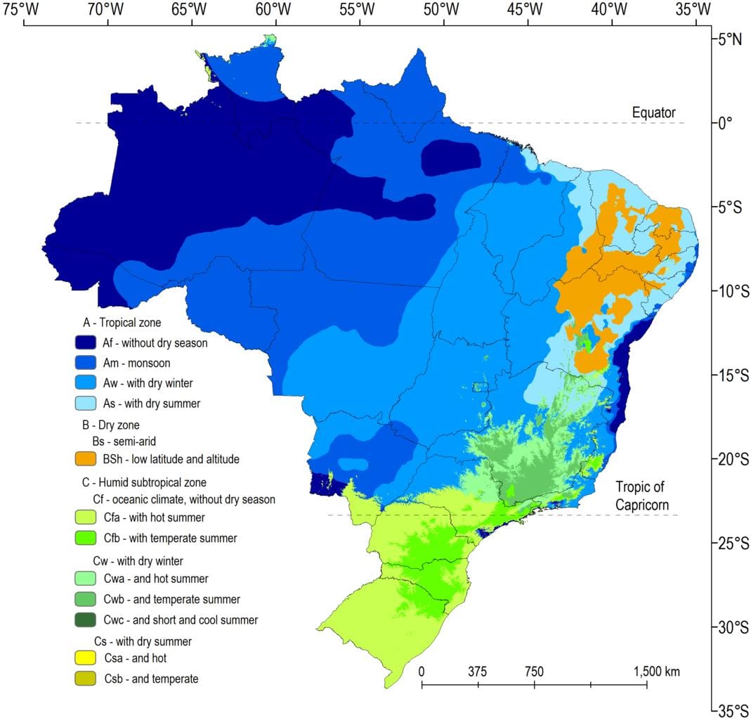 klima mapa Brazílie