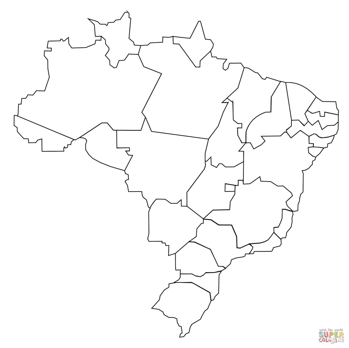 černé a bílé mapa Brazílie