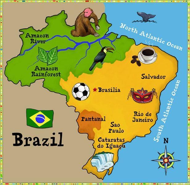 mapa Brazílie pro děti
