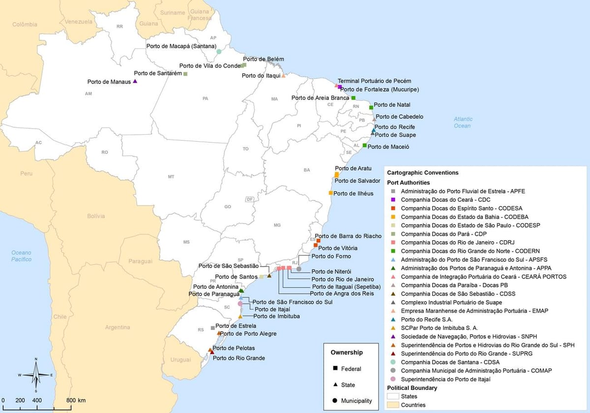 mapa Brazílie porty