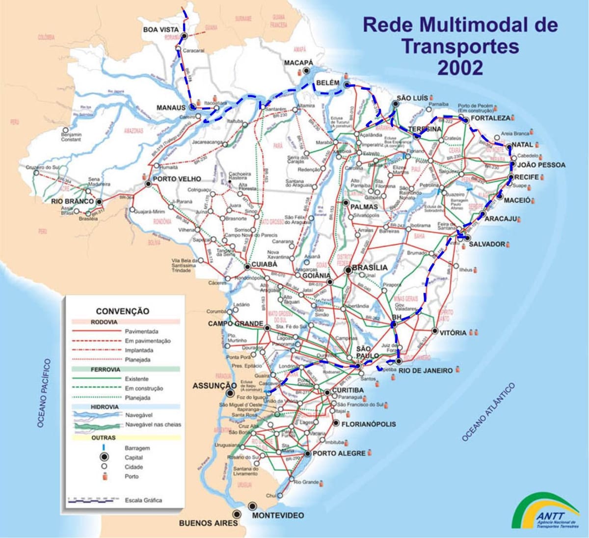 mapa Brazílie transporty