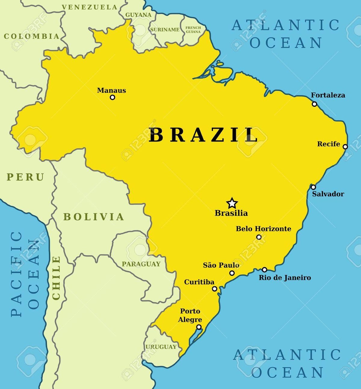 hlavní města v Brazílii mapě