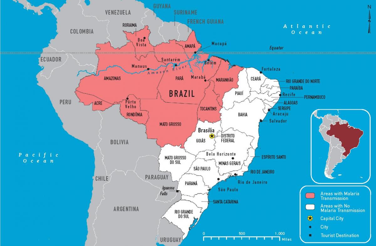 malárie Brazílie mapě