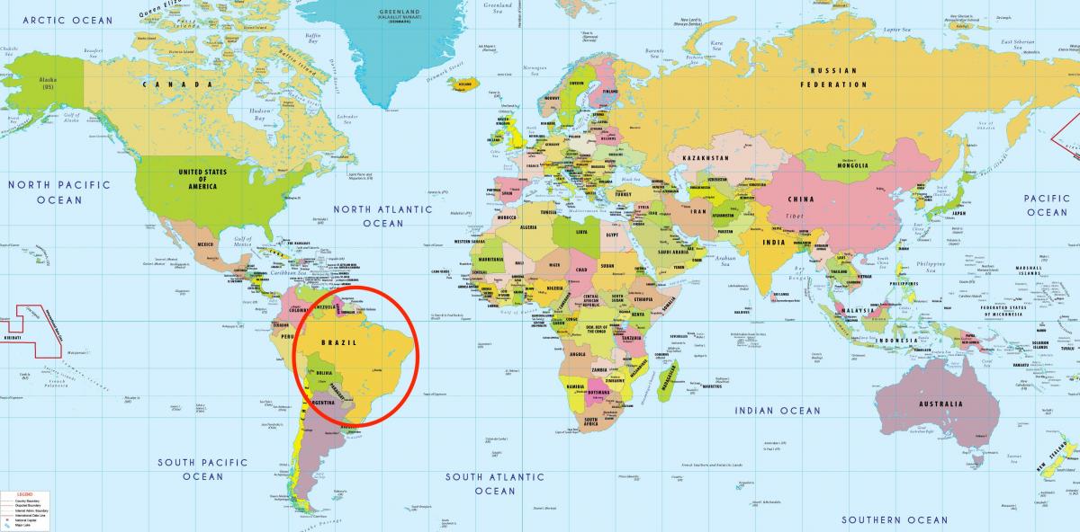 Brazílie v mapě světa