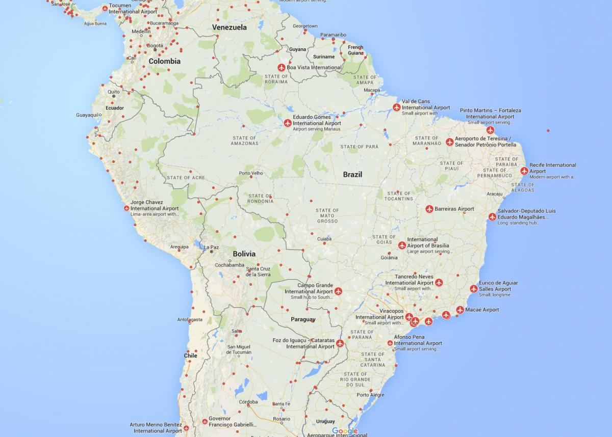 mezinárodní letiště v Brazílii mapě