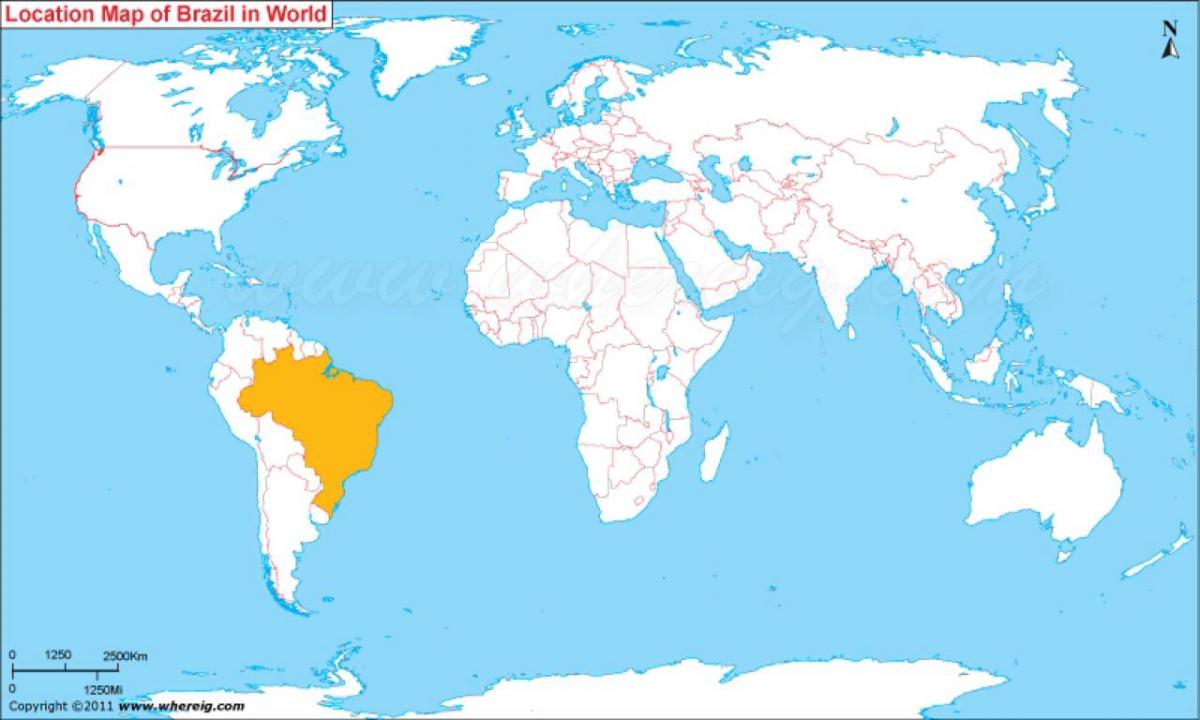 umístění Brazílie na mapě světa