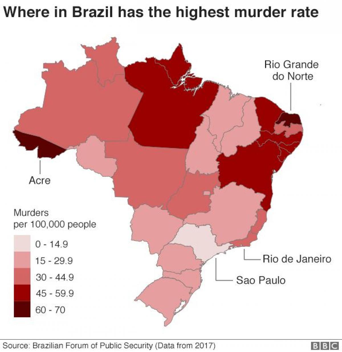 mapa Brazílie zločin