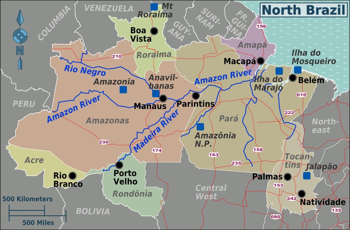 mapa severní Brazílii