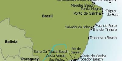 Mapa Brazílie pláže