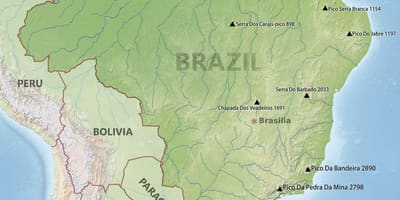 Hory v Brazílii mapě