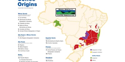 Mapa Brazílie káva