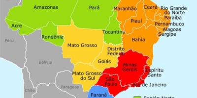 Brazílie mapa regionů