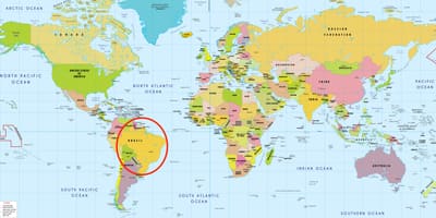 Brazílie v mapě světa