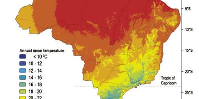Mapa Brazílie teplota