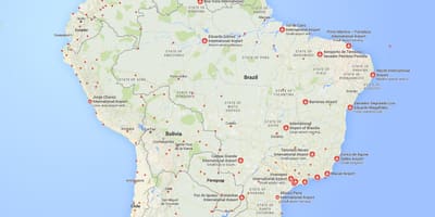 Mezinárodní letiště v Brazílii mapě