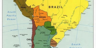 Mapa Brazílie okolních zemí